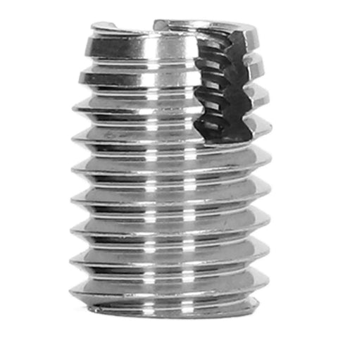 20 Pcs Stainless Steel Slotted Self Tapping Threaded Inserts M6x1.0 M10x1.5 L14mm Repair Kit For Damaged Threads Quick Fix And Reliable Thread Repair Tool, close-up