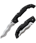 Razor Sharp Kris Blade Folding Knife With 5.5 Inch Blade AUS10A Steel 6.75 Inch Griv Ex Handle Tri Ad Lock Everyday Carry Tactical EDC Knife For Urban Adventures, showing open and closed positions.
