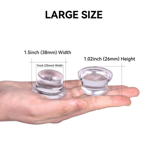 Heavy Duty Clear Silicone Door Stoppers Built Like A Tank With Solid One Inch Base Mega Large Wall Protectors in hand