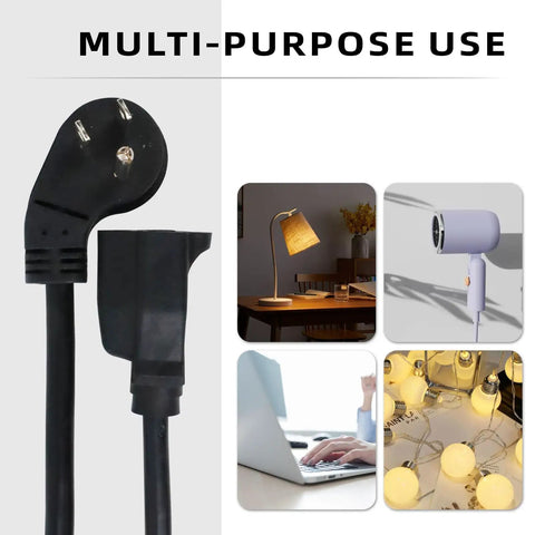 25 Ft Indoor Flat Plug Extension Cord With Low Profile 3 Prong Grounded Power Cable Black for multi-purpose use