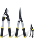 Three Piece Garden Shears Set With Loppers, Hedge Clippers And Pruning Shears For Easy Tree And Shrub Care That Gets The Job Done