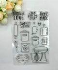 Silicone Clear Stamp And Die Set For Card Making And Diy Embossing Projects with baking-themed designs and kitchen tools.
