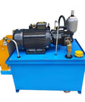 Heavy Duty Double Acting Hydraulic Power Pack Is A Beefy Workhorse Built For Rock Solid Performance Running Smoothly On 220V 380V Or 12V 24V Power Dropping Sweet 350 Bar Pressure Daily, featuring a blue structure.