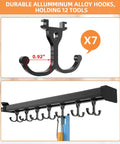 Pull Out Broom Holder With Adjustable Double Row Sliding Hooks Multifunctional Mop And Broom Organizer for garage closet