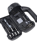 Open view of Carbon Steel Flashlight Tool Set With LED Light Compact 7.87 x 3.94 x 5.51 Inch Handy DIY Home Repair Kit