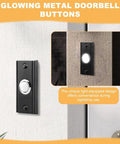 Glow Up Metal Doorbell Button With LED Light Up Night Visibility Wall Mounted Door Bell Switch Replacement for Home