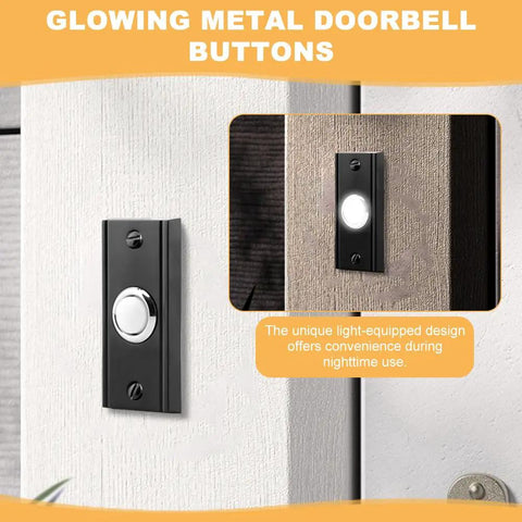 Glow Up Metal Doorbell Button With LED Light Up Night Visibility Wall Mounted Door Bell Switch Replacement for Home