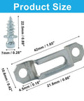 Premium Silver Concealed Connectors 20 Pack Half Pass Mechanism specifications with measurements of steel hardware.