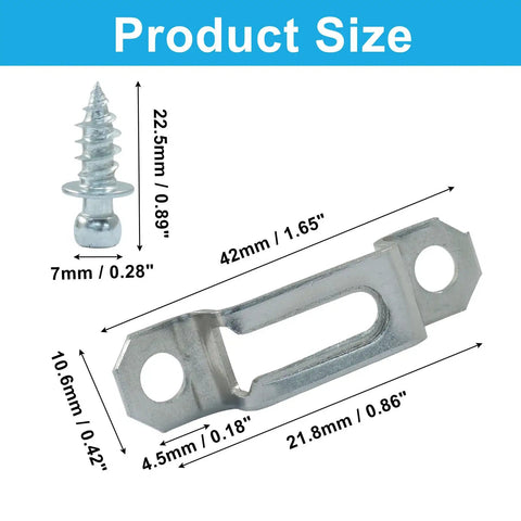 Premium Silver Concealed Connectors 20 Pack Half Pass Mechanism specifications with measurements of steel hardware.