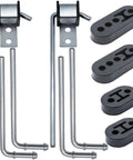 Beefed Up Exhaust Hanger Rod Set Kit with 10 Inch and 7.6 Inch rods, zinc-coated, includes 2-hole and 4-hole rubber insulator mounts
