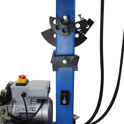 Close-up of Tough As Nails 10 Ton Electric Hydraulic Pipe Tube Bender's motor and precision dies for quick shop fixes.