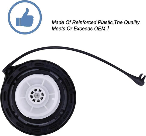 Jeep Wrangler Fuel Tank Filler Cap Gas Cap Direct Fit Replacement For 2003 Through 2018 JK And 2003 Through 2006 TJ Models Replaces 52100552AG 52030387AB 52030387AA Easy Install Click To Seal, shown in black with tether and secure seal system