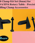 Pro Grade M8 Clamp Kit Set 8mm for HV4 and HV6 Rotary Table Milling components on a colorful background