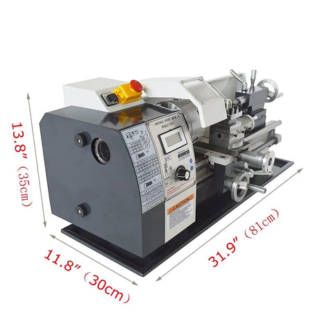 Compact Metal Bench Lathe Featuring A Beefy 8X16 Inch Bed And Mt5 Taper Powered By A Silky 900W Brushless Motor for precise cutting.