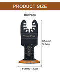 Front view of Trivd Frol curved-edge oscillating tool blades, universal fit, 90mm long, 44mm wide, 100-pack