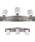 Modern Three Light Bathroom Vanity Light Fixture In Brushed Nickel With Glass Globes Reversible Mounting Up Or Down For Bathrooms
