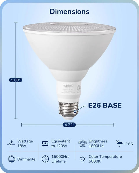 Super Bright Par38 LED Flood Light Bulbs Outdoor Dimmable 5000K Daylight 1800 Lumens Weatherproof Flicker Free 4 Pack Built Different For Any Driveway Or Patio