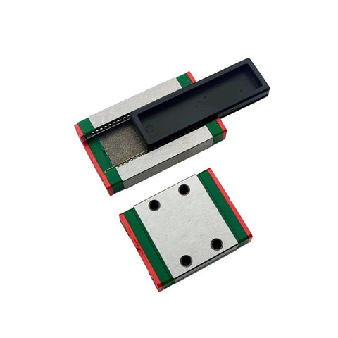 Beefed Up Compact Miniature Linear Guide Rail With Slider Block for CNC machines, showcasing 250mm length, silver and green colors.