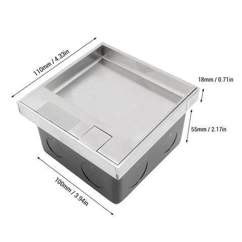 Sleek Top Shelf Recessed Floor Electrical Outlet Kit With Hella Waterproof Cover Box Quick Release Pop Up Socket 2 Prong Flat Receptacle dimensions 110mm x 100mm.