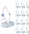 Ultra Slim 6 Inch LED Recessed Ceiling Light Kit With Junction Box, 12 pack of 1200 Lumen Brightness, 5000K Daylight lights