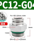 Ten Pack Pneumatic Hose Fittings Set 304 Stainless Steel Quick Release Air Tube Connectors For M5 1/8 1/4 3/8 1/2 Inch Tubing Durable PC12 G04 Assembly Kit, PC12-G04 12mm fitting