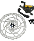 Front And Rear Post Mount Mechanical Disc Brake Set Including Matched Rotors In Classic Black Gold Finish, 160mm steel rotor.