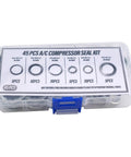 Garage Grade Car AC Compressor Seal Kit With Gasket Set, 45 Pieces 6 Sizes in clear box for leak repair