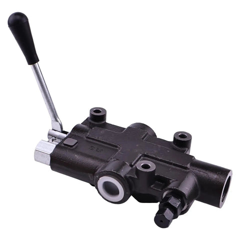 Four Way Three Position Hydraulic Control Valve For Log Splitters, 25 GPM At 2750 PSI, Auto Return Detent Lever, black metal body