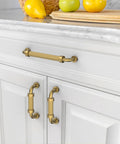 10 Pack 5 Inch Champagne Bronze Cabinet Handles For Kitchen Cabinets And Drawers 128mm Cabinet Pulls Hardware installed on white kitchen cabinets