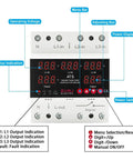 3 Phase 100A Over Under Voltage Protector With ATS Automatic Transfer Switch And Phase Selector Uninterruptible Power Supply 5 Display Voltmeter 63A Rated Heavy Duty Power Backup For Home Workshop And Small Office, front panel display