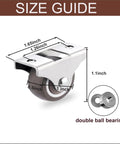 8 Pack 1 Inch Low Profile Rigid Non Swivel Caster Wheels With Metal Top Plate Rubber For Furniture And Cabinets Brown