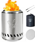 Tabletop Fire Pit With Low Smoke Design For Outdoors And Patio Burns Pellets Or Wood Portable Stove, stainless steel with accessories