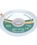 Pro Grade Desoldering Wick No Clean Alloy Copper Solder Removal Braid For Electronics Repair, 3.0mm wide, 1.5m length