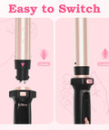 Easy switch mechanism of Versatile 5 In 1 Curling Iron With Interchangeable Ceramic Barrels, showing lock and unlock positions.