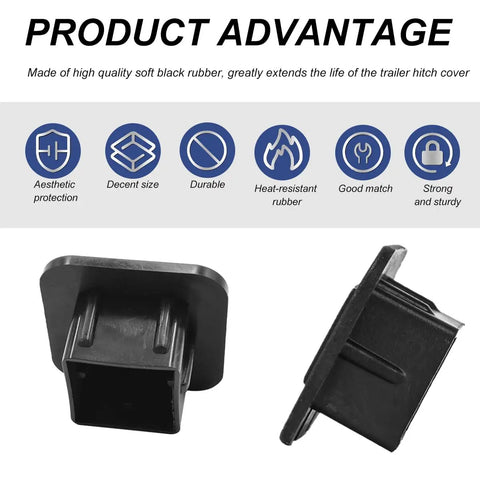 Beefed-Up Heavy Duty Silicone Trailer Hitch Plug Cover for Square Mouth Receiver Tubes product display.