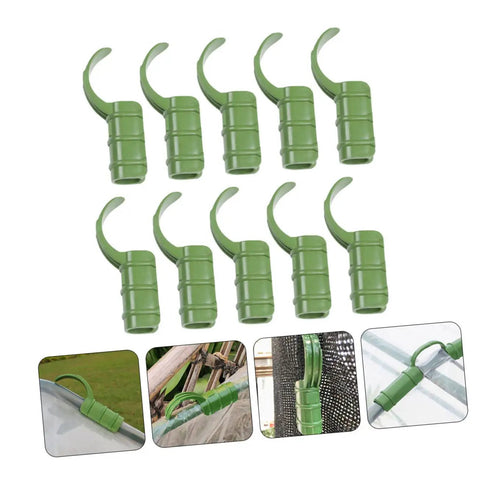Green Bend Fittings Kit For Greenhouse Film Tubing, 15 Pack, Easy Clip Buckle Connectors For Film Fixing, Garden Support, Plant Tie-Downs, Row Cover Hardware, Durable Cultivation Gear