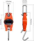 Front and side view of Orange Beefy Industrial Digital Scale 300 kg 600 lb SF-918 with aluminum frame and stainless hook.