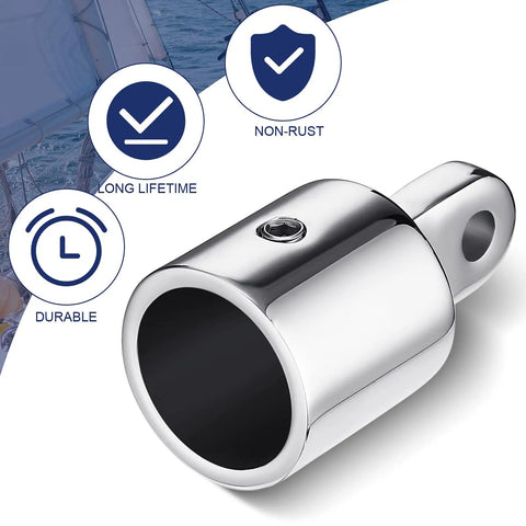 Stainless steel external eye end from Four Pieces Bimini Top Caps For Seven Eighths Inch OD Round Tubing Marine Hardware
