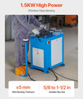 Heavy Duty Electric Tube Bender Machine 1.5 Kw Power Bends 5/8 To 1-1/2 Inch Pipes With Five Dies For Auto And Manual Modes Max 180 Degree Angle perfect for effortless metal pipe bending in workshop.
