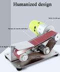 Heavy Duty Mini Belt Sander With Seven Adjustable Speeds And A Steady Fifteen Degree Fixed Setup For Fast Wood Work Metal Polish Stone Grind Plus Eight Ninety Five Watts Of Raw Horsepower To Crush Any Diy Task Straight Up with 15-degree fixed angle and high-power motor.