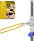Rock Solid One Piece Resistance Bands Wall Anchor Adjustable Exercise Platform Base with 35 Position Locking Supports Cables and Handles Durable Gym Gear to Help You Crush Reps at Home in use during workout.