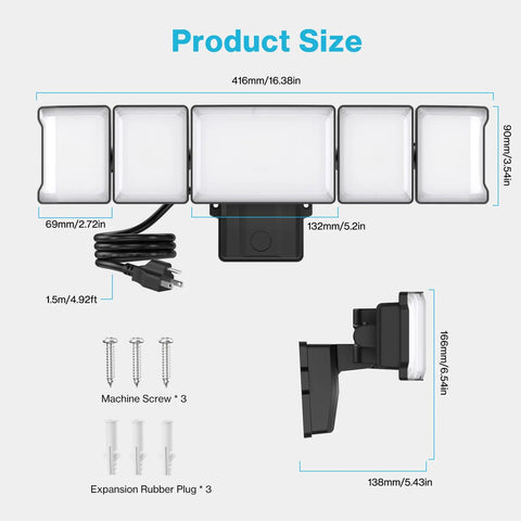 Energy Efficient 180W Plug In Flood Lights Outdoor With Convenient Switch Control For Backyard And Patio Security Lighting Hella Bright Led Bulbs Total Game Changer