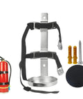Heavy Duty Fire Extinguisher Wall Mount Bracket For Home Car RV And Truck With Quick Release Snap And Adjustable Nylon Straps Five And A Half Inch Tray Fits Five Pound Mini Extinguishers Stainless Steel Finish Must Have No Fuss