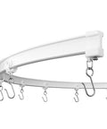 Flexible Ceiling Curtain Track System For Ceiling Mounted Sliding Rail Made For Quick No Sweat Install 8ft Track With All Hardware Cut To Size With Hacksaw Heavy Duty Metal Plate For Strong Lateral Support And Smooth Quiet Curtain Movement. white curved ceiling curtain track with hooks and mounting hardware