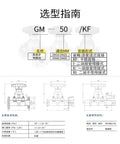 Technical diagram of GM Series Pneumatic Vacuum Diaphragm Valve GM-10 KF(I) 10H 25H 40H 50H model GM-50/KF