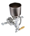 Hand Crank Cast Iron Grain Mill Grinder For Dry Grains Coffee Rice And More Detachable Design For Easy Cleaning Sturdy Old School Milling Tool That Grinds Corn Beans Mung Beans Cereals Into Fine Powder front view