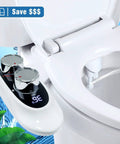 Must Have 2 In 1 Bidet Attachment For Toilet With Handheld Sprayer, Temperature Display, Hot And Cold Water, Non Electric