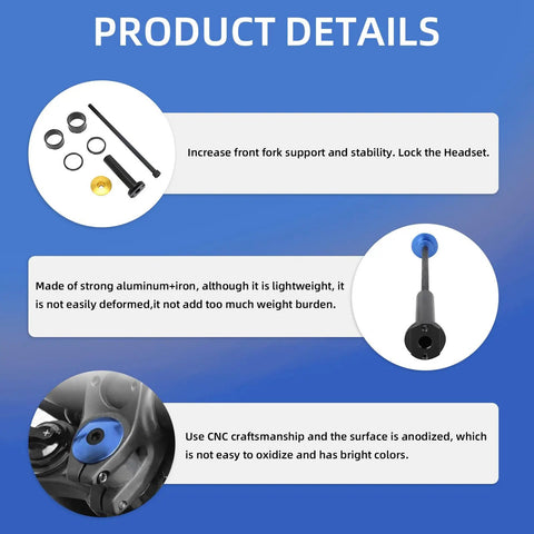Product details of Stem Lock And Headset Spacer Kit For Electric Dirt Bikes With images of aluminum components and installation.