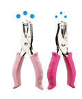 Two Pack Handheld Paper Hole Punch Set With Quarter Inch And Eighth Inch Punches, Steel Construction, Soft Grip Handles, Pink