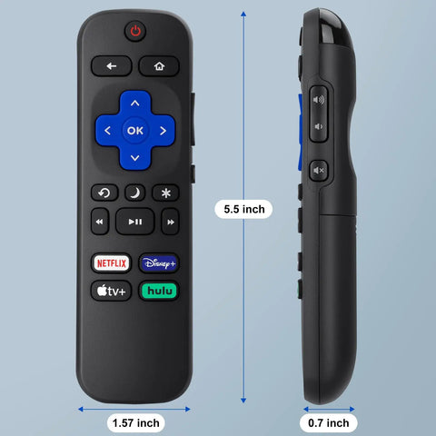 Front and side view of Two Pack Replacement Remote For Smart TVs Backups, Plug And Play, Compatible With Hisense Onn Sharp Series.